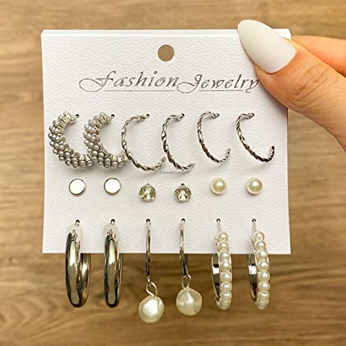 Plated-Toned Contemporary Hoop Earrings Set of 9